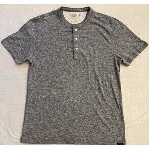 Faherty Henley Shirt Men’s M Gray Organic Cotton Linen Blend Casual Workwear